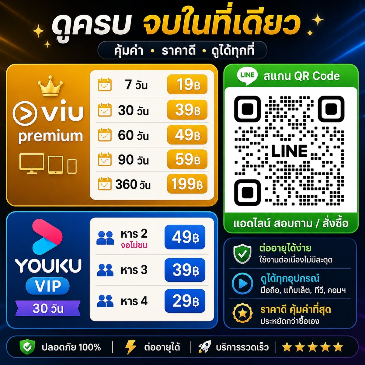 gdrpgusyd's tweet photo. Viu premium 💛
7วัน  —  19฿ 
30วัน —  39฿
60วัน  —  49฿
90วัน —  59฿
360วัน — 199฿

Youku vip  30วัน 🩷
หาร2 — 49฿ (จอไม่ชน)
หาร3 — 39฿
หาร4 — 29฿

🗯 พร้อมส่ง/สั่งซื้อทักไลน์หน้าโปรไฟล์

#หารyouku  #หารviu #หารviupremium 

# ad6467 https://t.co/wW8PLuB57I