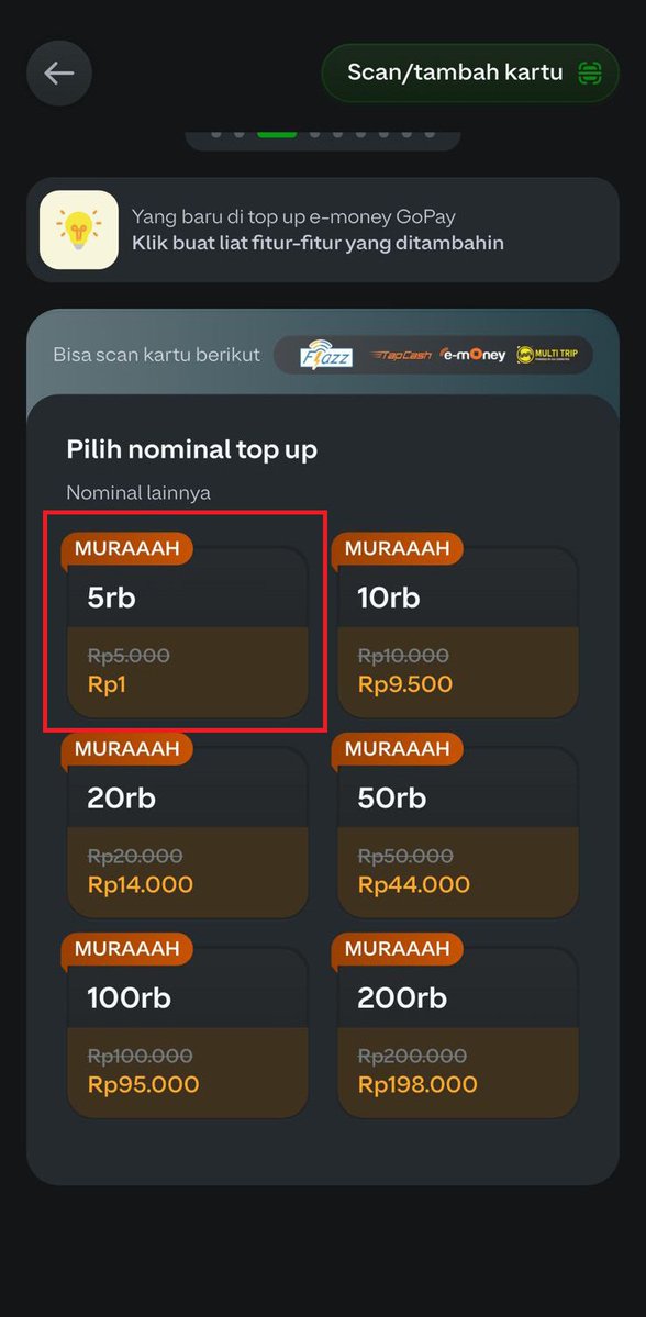 Ciluup's tweet photo. ayoo cek di GoPay beli saldo emoney 5rb cuma bayar Rp1 aja gesss mayan bgt buat besok naik transum #GOPAY1RUPIAH https://t.co/AyoVg4GoOX
