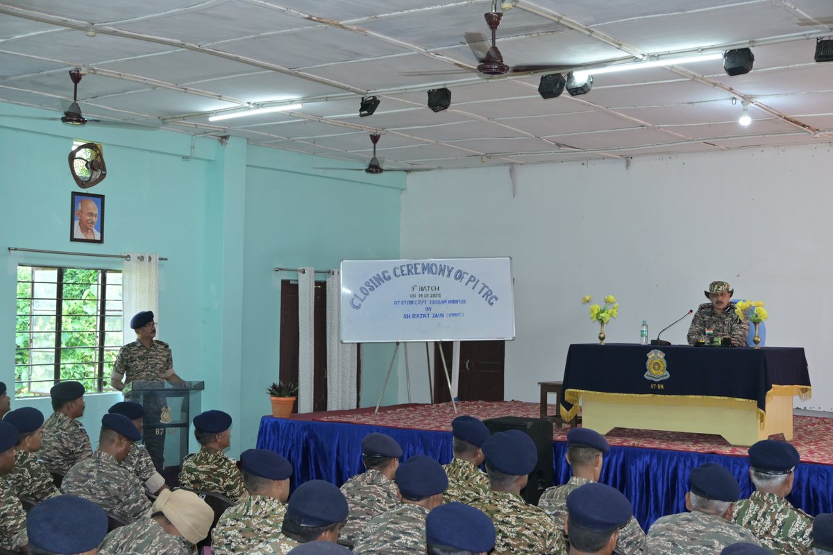 87_bncrpf's tweet photo. Closing ceremony of 9th Batch PI Training  was conducted at HQ/87 Bn CRPF on 14/08/2026. The  ceremony was chaired by Comdt-87 Bn and graced by other senior officers of Units under Ops Tac JBM.
@crpfindia @DigopsJiribam @mnp_2018 https://t.co/p6Ss2UVLQx