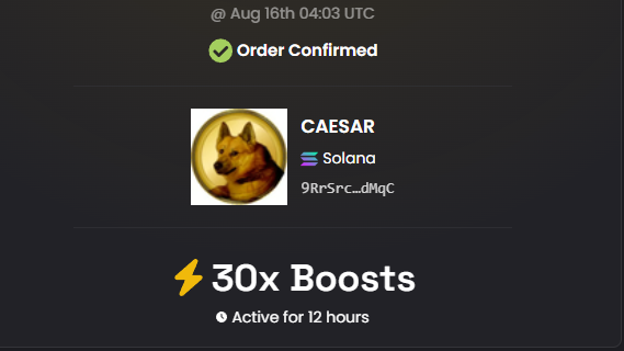 OGCaesarPF's tweet photo. Got us 30x boosts on dex, we're flying!

LFG!

$CAESAR lore goes deep. https://t.co/HguU8VAwSK