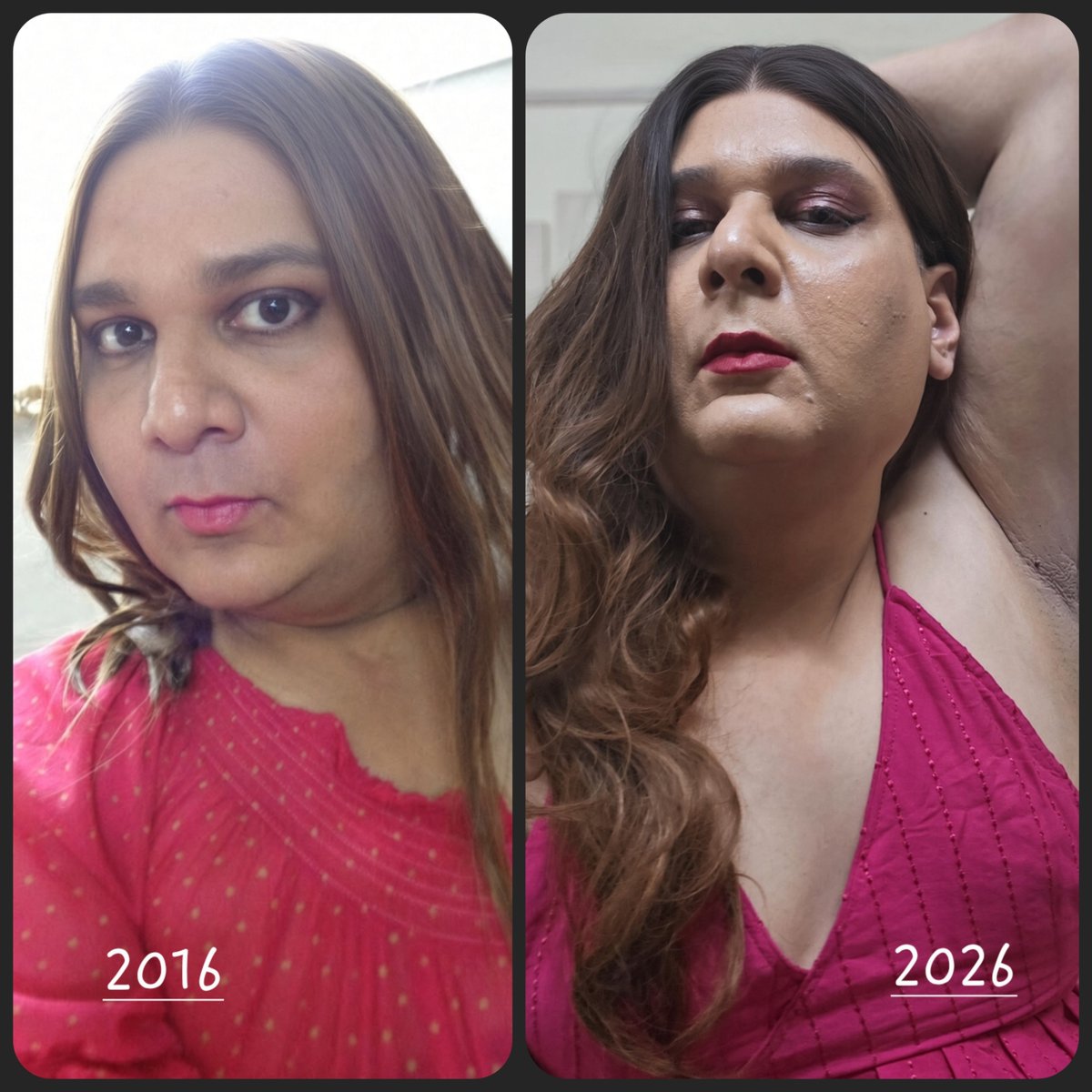 tsmonicam's tweet photo. 10 years later.
Everything changed… except my love for pink.
Then vs Now
Still that same pink girl.
#10YearChallenge #PinkLover #TransGirl #GlowUp #ThenAndNow https://t.co/6zlkQ7yLrW