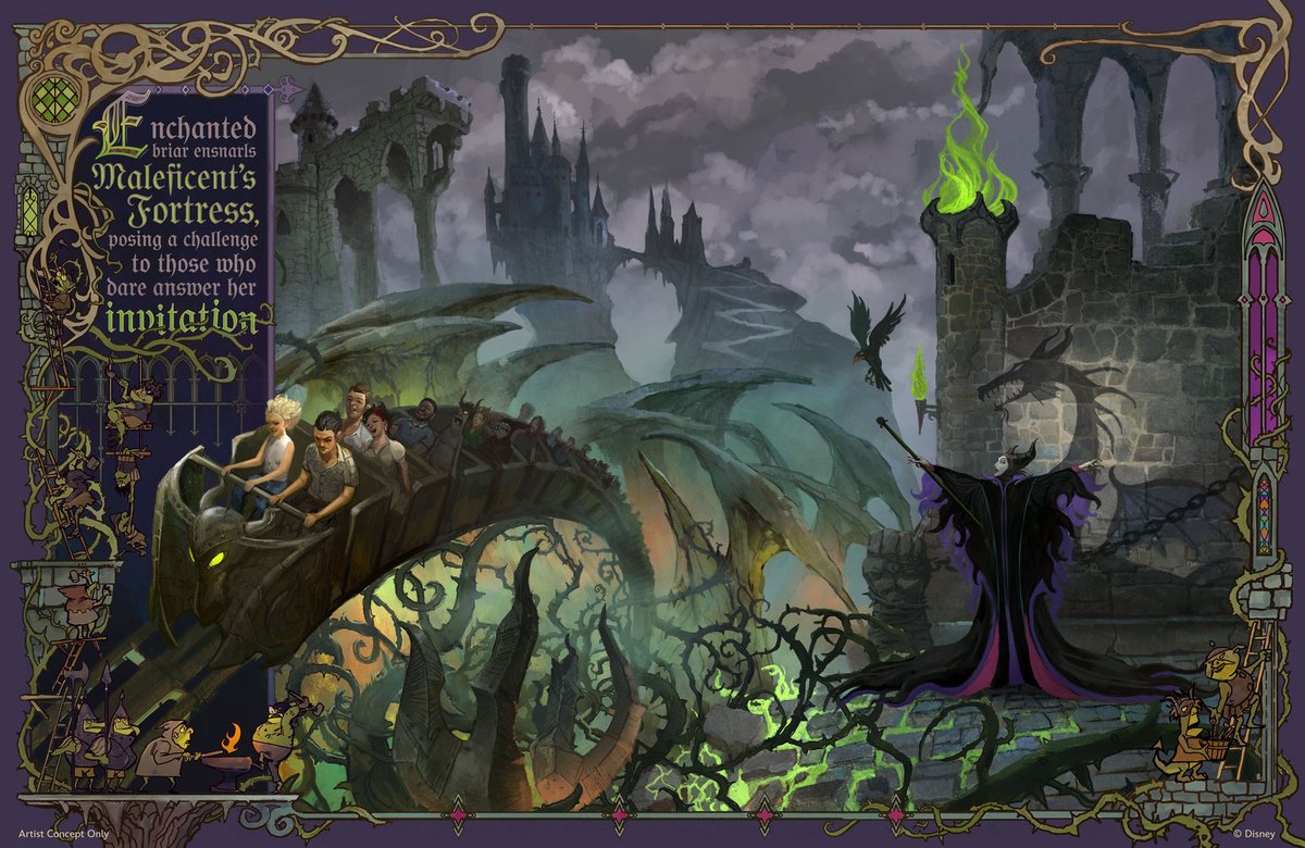 DisneyParks's tweet photo. Glimpse into Villains Land at Magic Kingdom:
🖤 A look at where your journey begins
🖤Thrilling coaster experience encountering Maleficent
🖤Dynamic dark ride hosted by the Magic Mirror https://t.co/FH5llbrKKv