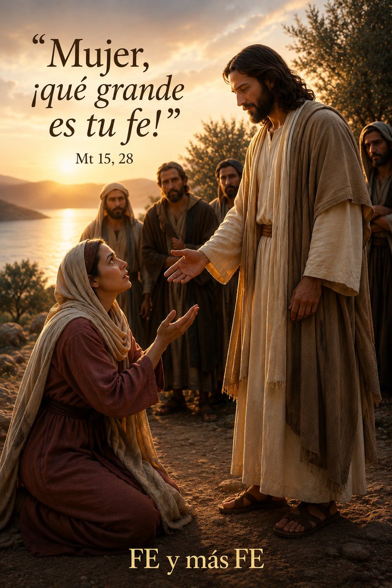 TarekSaidVzla's tweet photo. ORACIÓN DE LA MAÑANA

(Inspirada en la Palabra de Dios de hoy domingo)
16 de agosto de 2026

"Señor, danos una fe que no se canse de buscarte y un corazón abierto a Tu misericordia".

Señor mío y Dios mío:
Comenzamos este día acercándonos a Ti como aquella mujer cananea que no permitió que el silencio apagara su esperanza. Ella llevaba en el corazón el sufrimiento de su hija y una certeza sencilla pero inmensa: Tú podías ayudarla.

Danos, Señor, una fe así. Una fe que permanezca cuando no comprendamos, que siga llamando cuando parezca no recibir respuesta y que sepa ponerse humildemente ante Ti para decir: «Señor, ayúdame».

Cuántas personas llevamos también nosotros en el corazón. Nuestros hijos, nuestros padres, nuestras familias, quienes están enfermos, quienes sufren, quienes se han alejado de Ti y aquellos por quienes quizá llevamos mucho tiempo rezando. Hoy queremos ponerlos delante de Ti, confiando en que ninguna súplica hecha con amor pasa inadvertida ante Tu corazón.

Pero enséñanos también algo más: que Tu misericordia no conoce las fronteras que tantas veces levantamos nosotros. Isaías anunció una casa de oración para todos los pueblos; el salmo invita a todas las naciones a alabarte; san Pablo nos recuerda la grandeza de Tu misericordia; y Tú nos muestras que una mujer considerada extranjera podía poseer una fe capaz de maravillarte.

Líbranos, Señor, de juzgar quién merece acercarse a Ti. Que nuestras comunidades, nuestras familias y nuestra propia vida tengan siempre las puertas abiertas para quien te busca con corazón sincero. Haznos capaces de reconocer la fe, el dolor y la dignidad del hermano antes que sus diferencias.

Y cuando seamos nosotros quienes atravesemos momentos de silencio, recuérdanos a aquella mujer. Que no abandonemos la oración, que no perdamos la confianza y que sepamos permanecer ante Ti con humildad.

Señor, aumenta nuestra fe.
Que aprendamos a buscarte sin cansarnos, a interceder por los demás y a confiar en Tu misericordia.

Y concédenos que nuestra vida pueda escuchar algún día aquellas palabras que salieron de Tus labios:

«¡Qué grande es tu fe!»

FE y más FE.
Buenos días.
Dios y María Santísima los bendigan abundantemente.