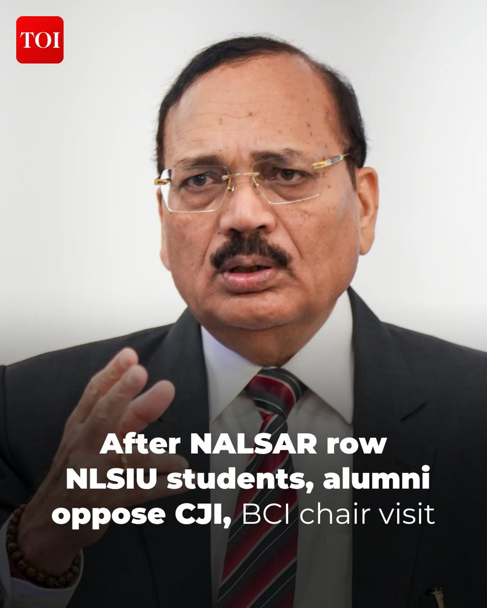 timesofindia's tweet photo. Students and alumni of the National Law School of India University (#NLSIU) have expressed strong disapproval of Bar Council of India (BCI) chairperson Manan Kumar Mishra attending the university’s convocation without taking responsibility for his conduct in the #NALSAR University of Law matter, as well as that of the Chief Justice of India. 

More details 🔗https://t.co/XxGsvSkdrv 

Breaking news, top stories, complete coverage — all on the TOI App. Download now! 👉 https://t.co/ogFaRsUKyn
