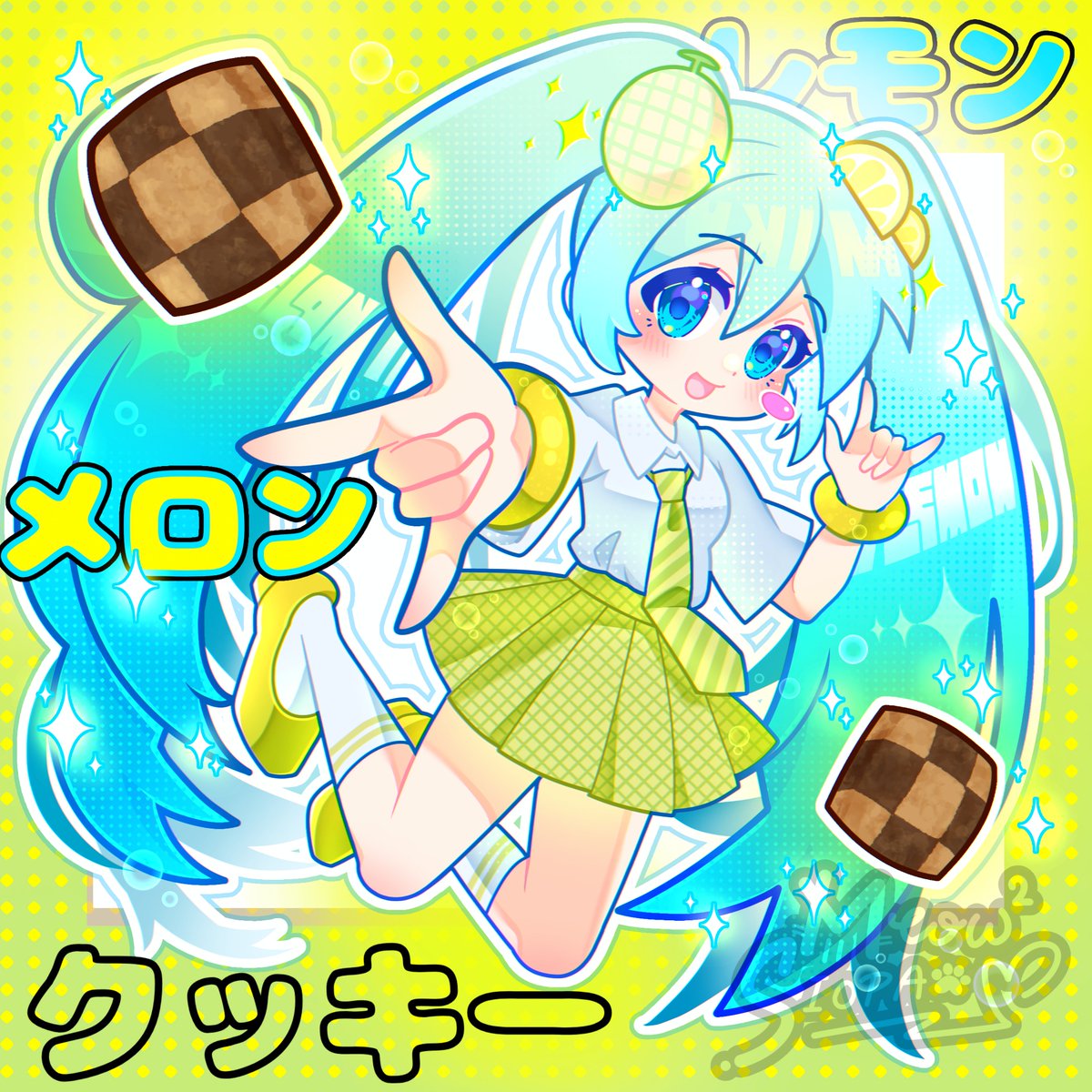 me0wme0w_siopa0's tweet photo. レモン・メロン・クッキー 🍋🍈🍪
#LEMONMELONCOOKIE #hatsunemikufanart
#hatsunemiku #miku #lemon #melon #illustration #ArtistonVGen #VGenOpen #Commissionsopen #artmoots #art
🍈
🍋
🍪
💚
💛
Heavily inspired by @pjmiyo's art!!! https://t.co/tftewUs1QU