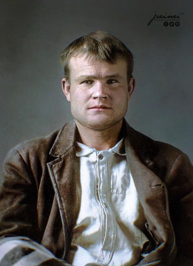 fasc1nate's tweet photo. Butch Cassidy - Notorious American train robber and bank robber - mugshot from 1894 - Wyoming Territorial Prison - Laramie, WY. Color by Jecinci.

See more rare photos: https://t.co/W7jIvOHun5 https://t.co/CM4tVlmiu5