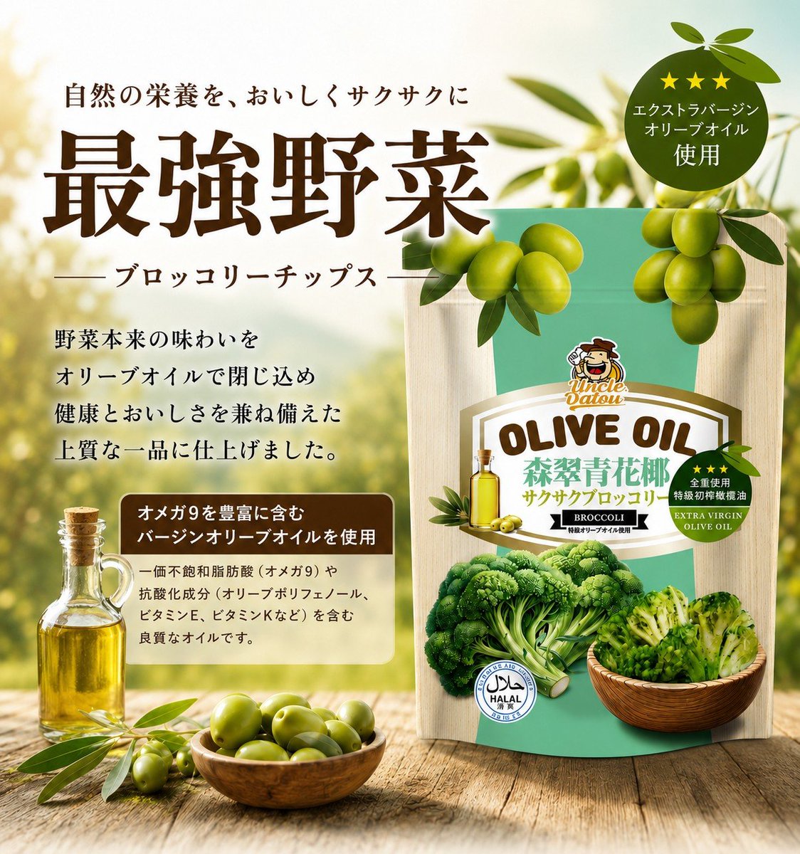 PICA_MARKET's tweet photo. 野菜の王様、ブロッコリー👑

約50年ぶりに「指定野菜」に追加されたブロッコリー🥦

【Uncle Datou】 
オリーブオイル野菜チップス
ブロッコリー

そのままおやつに、おつまみに、サラダのトッピングにも◎

#ブロッコリー #野菜チップス #無添加 https://t.co/gIcGhjsczJ