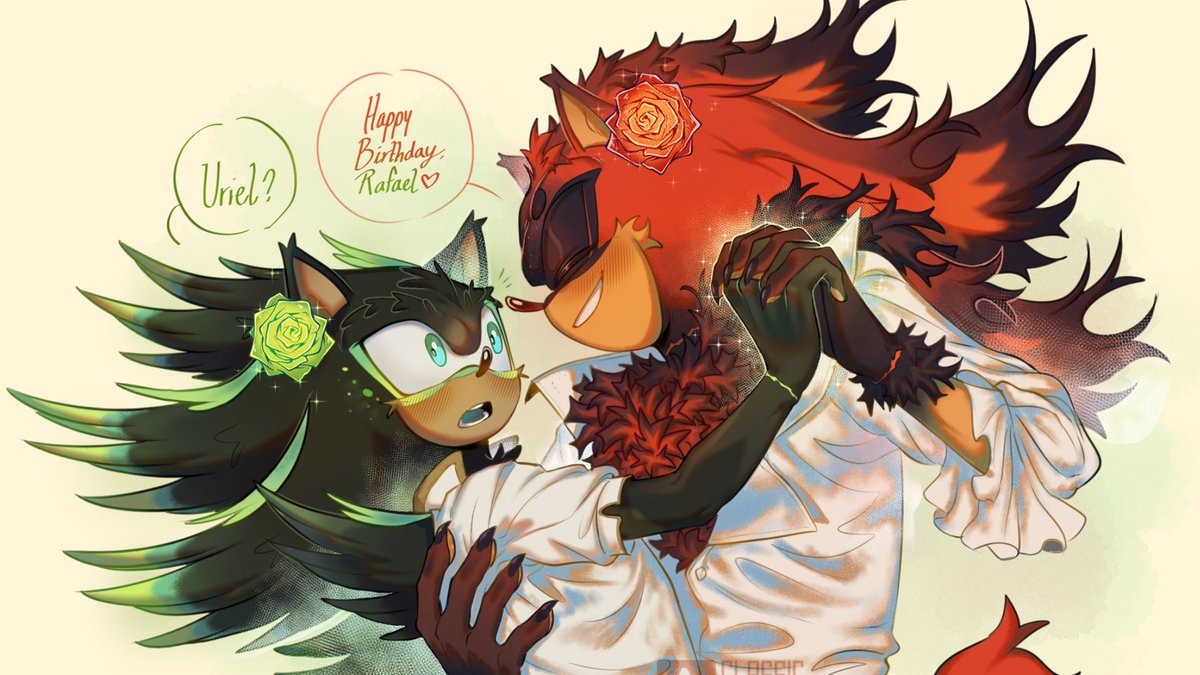 Classicmariposa's tweet photo. My OC Mefi and Rafael hshshs ❤️💚🧡https://t.co/ouBBPWVFQf https://t.co/KveZsajFar