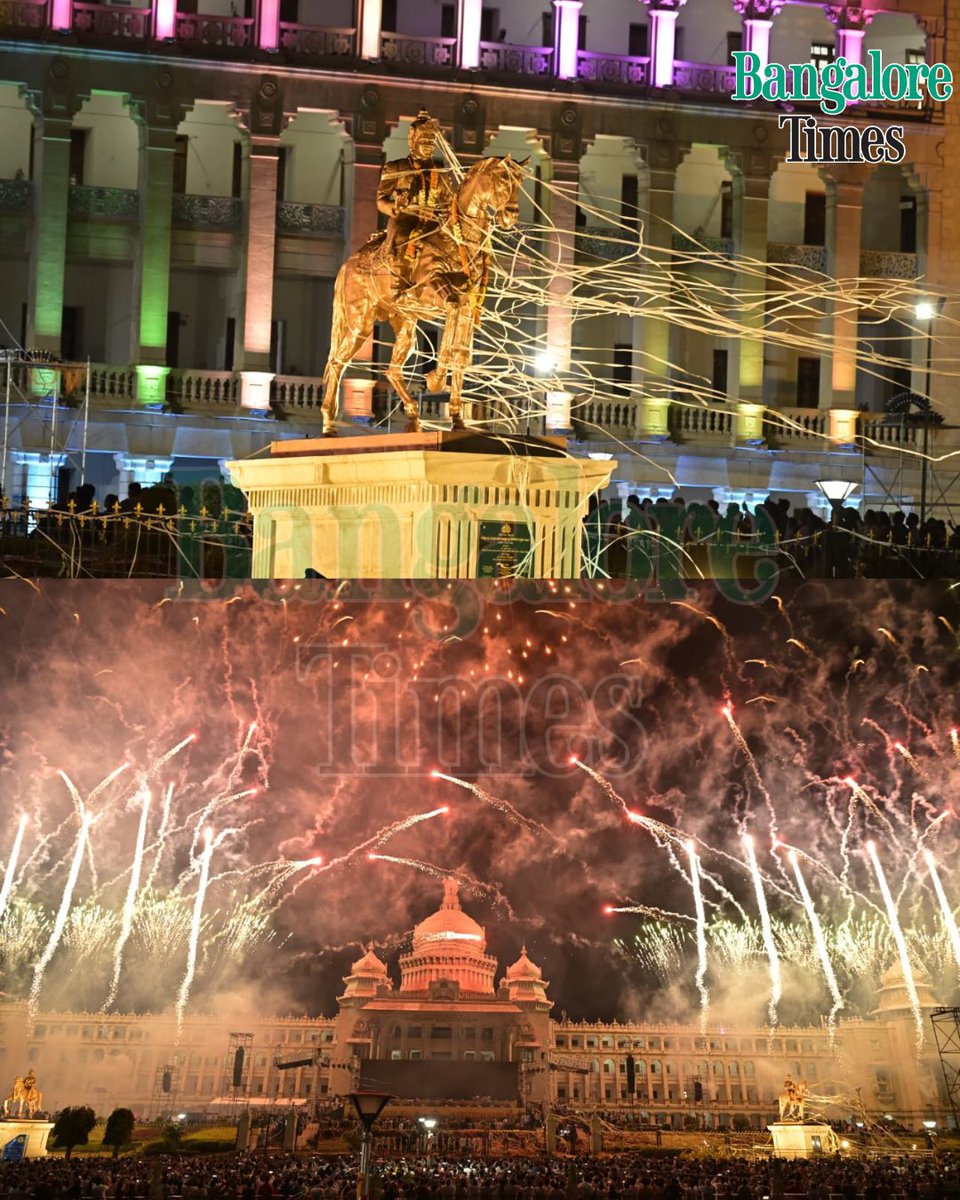 BangaloreTimes1's tweet photo. #Bengaluru’s iconic #VidhanaSoudha sparkled under a burst of fireworks as the city came together for a musical evening as part of the #FreedomHabba carnival, celebrating India’s 80th #IndependenceDay. ✨

 #VidhanaSoudha #citynews #cityevents #latest #trending https://t.co/Drvv96OeDZ