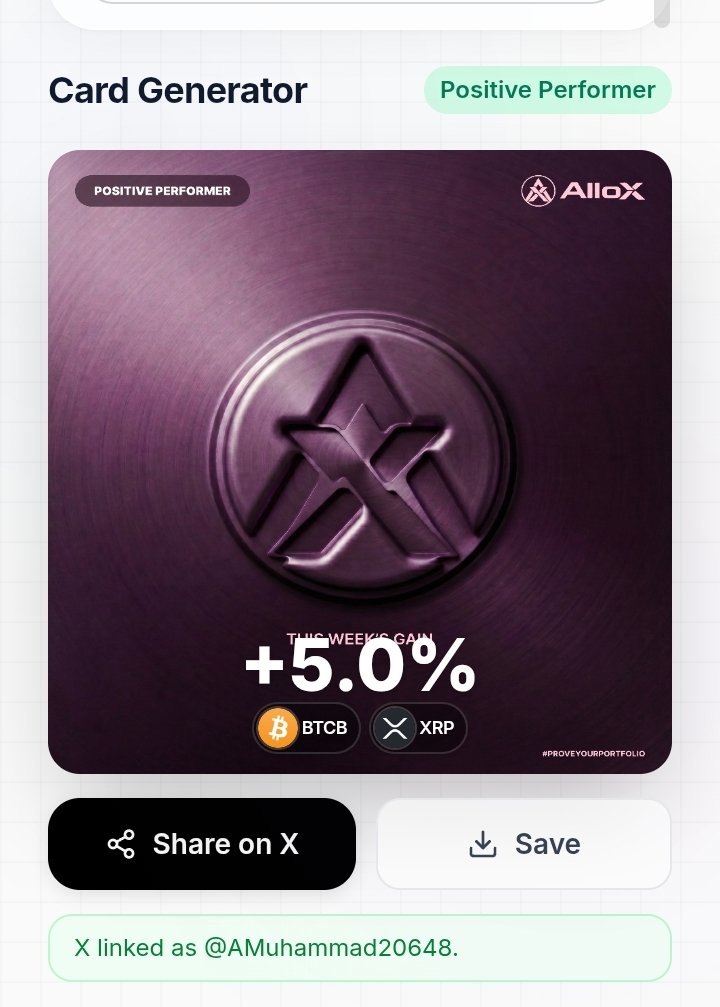 AMuhammad20648's tweet photo. I’m keeping the focus on consistency, smart positioning, and adapting to market movements. Every gain is a reminder that patience and strategy matter more than short-term noise. 📈🔥
#AlloX #BTCB #XRP #CryptoPortfolio #CryptoTrading #MarketMomentum #PositivePerformer https://t.co/TcTsMCbNLj