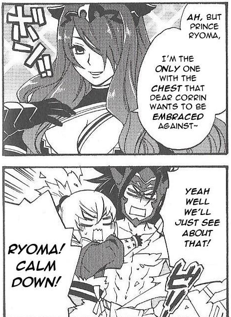 Hoenn_Boi's tweet photo. Ryoma ripping his shirt off to prove to Camilla that Corrin doesnt only wanna be smothered in between her fat titties is fucking hilarious to me https://t.co/DcuaZ6bs1o