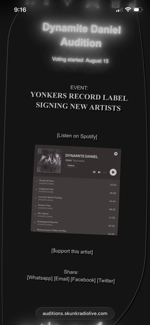 dynamitedaniel's tweet photo. Dynam🧨te Daniel now has his own webpage on an independent radio station called Skunk Radio Live! Go to Skunk Radio Live, type “Dynamite Daniel” in the search box, and vote 🗳️ for this artist today! Make him your #1 musical artist as auditions keep going on Skunk Radio Live. https://t.co/TYQYQf5t10
