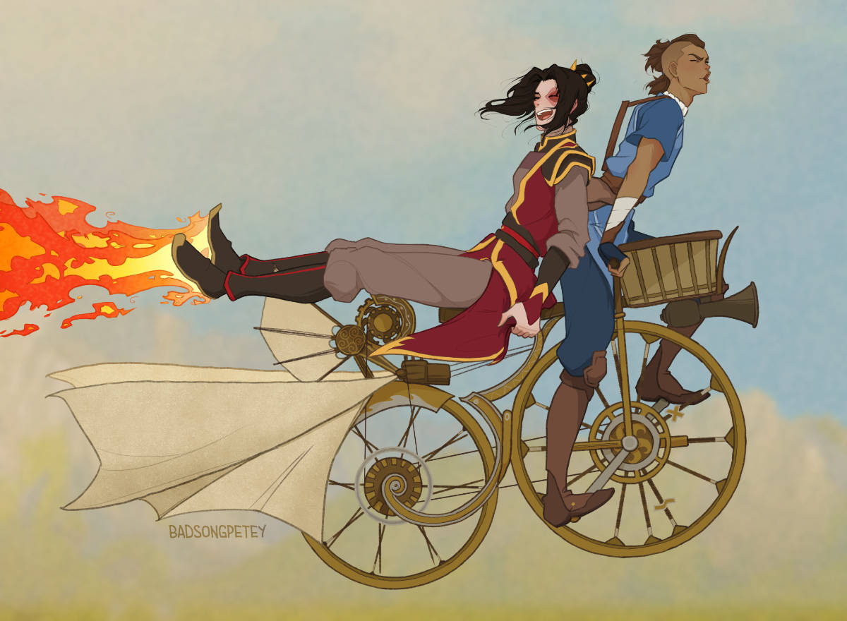 badsong_petey's tweet photo. I loved the images at the end of the movie, but Sokka could’ve had more fun with a different passenger. #atlafanart https://t.co/lO4LhUSCg4