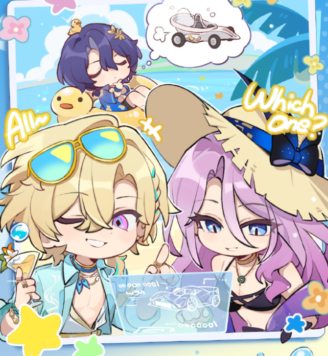kusayagi_rtrn's tweet photo. Hair tied up in a little ponytail, wearing a duck-print shirt… Oh my,  Ratio is making his claim WAY too obvious. Who remembers that Churin also wears his hair in a ponytail and has that little duck on his water gun…? https://t.co/z9JJVM1QJq