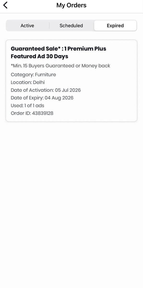 mitinkkumar's tweet photo. @OLX_India - am very disappointed with the performance of your 'Guaranteed Sale' package. I paid for a Premium Plus Featured Ad that promised "15 buyers or money back," but the ad expired with 0 likes and only 2 leads. (1/2) https://t.co/smALqVOaAX