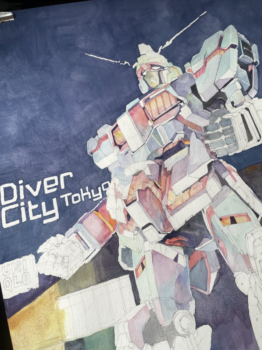 hosannalau's tweet photo. Estoy pintando una ilustración para hacer adiós al Unicorn Gundam de Odaiba 
#unicorngundam #gundamuc #お台場 https://t.co/Kgmq8PLDD4