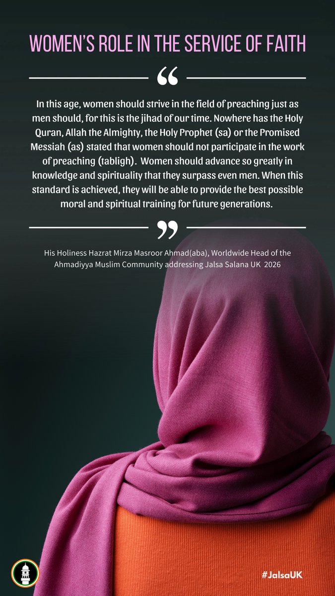 islaminind's tweet photo. Women should strive to excel in knowledge, spirituality and the service of faith. The example of Hazrat Aishah (ra) shows the profound contribution women can make in explaining the Holy Quran and Ahadith and guiding others.

#JalsaSalana #Islam #Ahmadiyya #WomenInIslam #Tabligh #JalsaUK