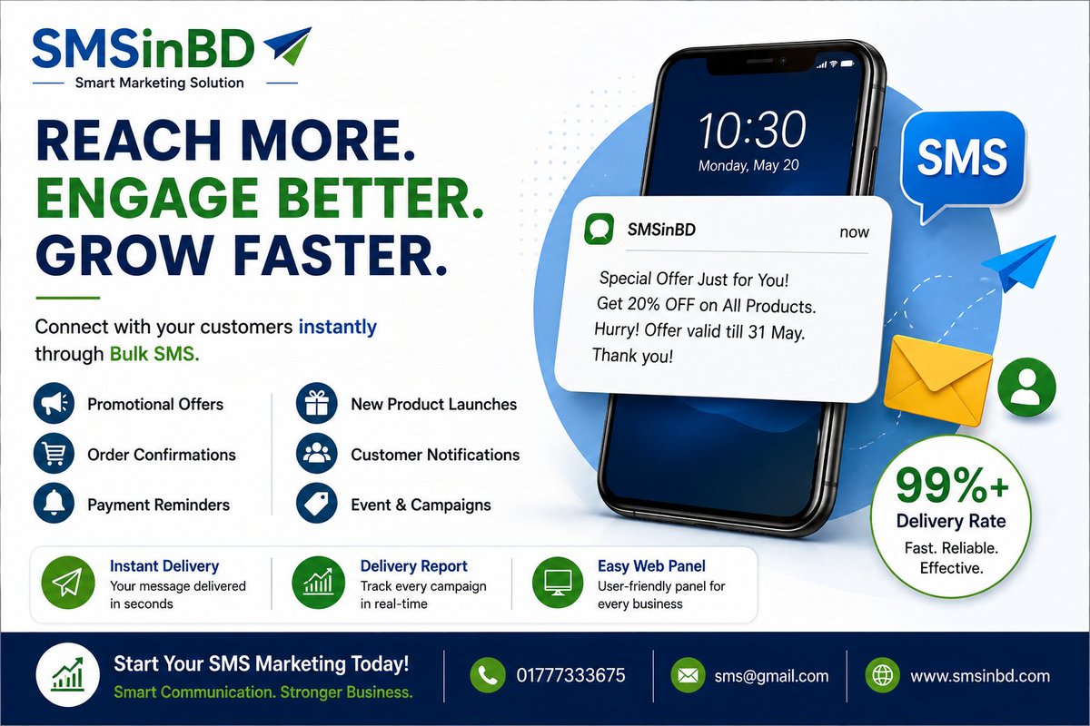 smsinbd's tweet photo. Want to reach customers faster? 📩

Don’t just post. Send it directly to their mobile.

With SMSinBD Bulk SMS, businesses can promote offers, launch products, send notifications &amp; engage customers instantly.

📞 01777333675
🌐 https://t.co/e0q3MJ2A7I
#BulkSMS #SMSMarketing https://t.co/Gp89y1Zd8t