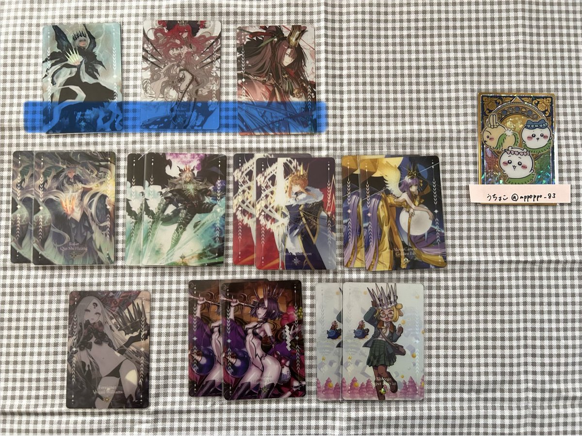 appoppo_83's tweet photo. 【交換･譲渡】
FGO 星見の回廊 オーロラカード
譲)画像参照
求）マーリン≫リリス≫定価

･🟦⇒マーリンとの交換のみ
･オベロンは下2段より同数お迎えお願いします。
•現在譲渡のみは受け付けておりません

後日都内手渡し、郵送(先郵送可)
まとめて交換の方優先させていただきます。 https://t.co/jwTU572Yph