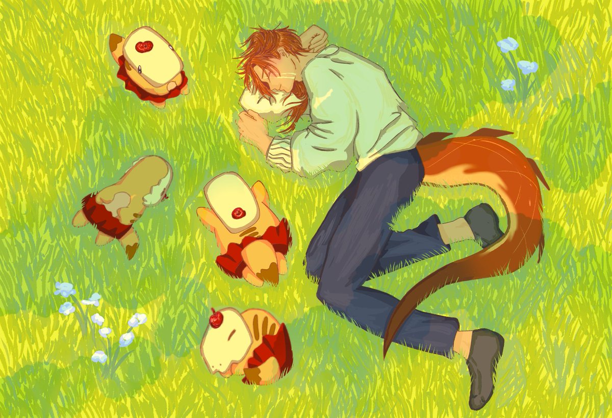 Ken_K3n_'s tweet photo. I'm gonna do my best to wake up in time, but just in case I dont~ sunbathing, anyone? (〃´▽`)🧡
#DinoboiArtParty #Ryzartz https://t.co/ODt8SroWyO