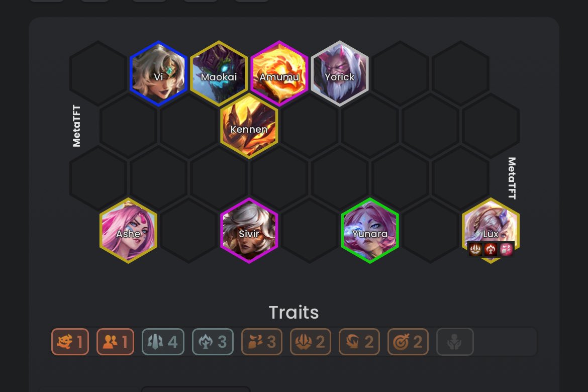 Cat_Alan_Vibes's tweet photo. More TFT Set 18 PBE testing. I kinda like this lvl 8 hunter jug board! You alpha mark the scuttlecrab. You can then transition to the lvl 9 board in the 2nd image revolving around Ashe carry. Lux can be inferno, blossom or primal (prob the best). 

Item augments are a must btw! https://t.co/F3NmhNfjkA