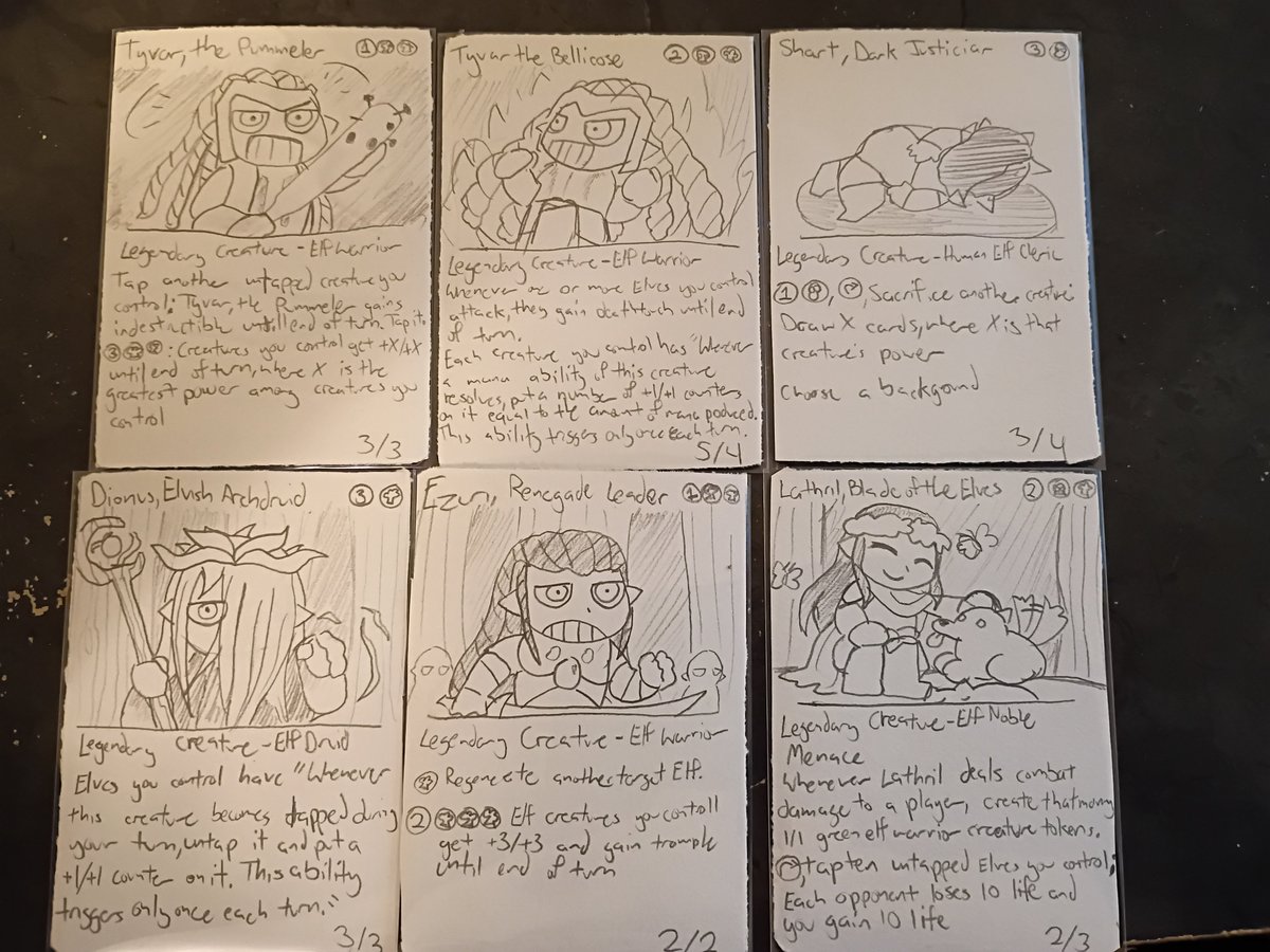 Dondondora's tweet photo. I needed mtg proxies for an elf deck I'm making so I got creative https://t.co/2N2SONgZbU