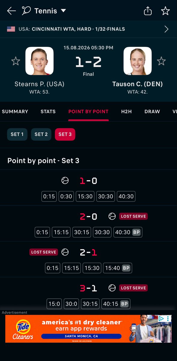 E11ven__'s tweet photo. Tauson down 4-1 in the 3 set to come back what a match to watch, tauson like that !!!!! 🎾🧪 https://t.co/mh73vEFmJD