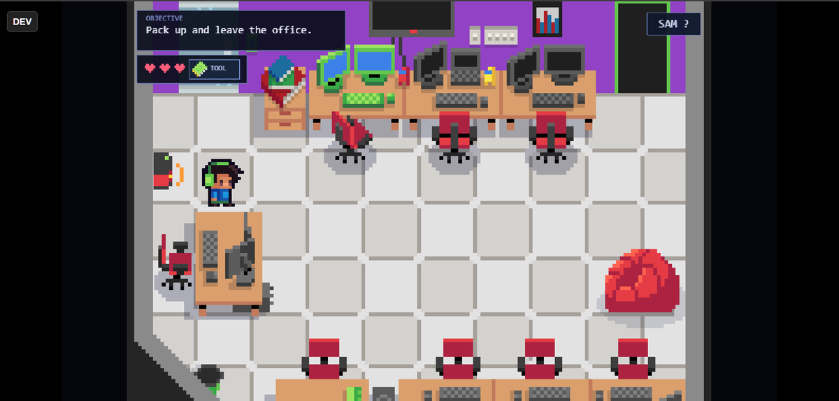 raza5750's tweet photo. Dev Update:

FAARTY: The Office Haunt 👻

This weekend = making the office feel alive before it starts feeling haunted.

Phaser + TypeScript.
#gamedev #pixelart #indiedev #FAARTY https://t.co/biZODGqtV5