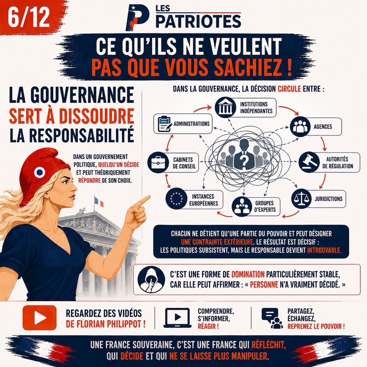 LesPatriotes_77's tweet photo. 6/12 — CE QU'ILS NE VEULENT PAS QUE VOUS SACHIEZ

Qui décide réellement ?

Une démocratie a besoin d'un principe fondamental : celui qui décide doit rendre des comptes.
🎥 Regardez les vidéos de Florian Philippot.
#Souveraineté #Démocratie #Responsabilité #Institutions https://t.co/93sYDxE1eT