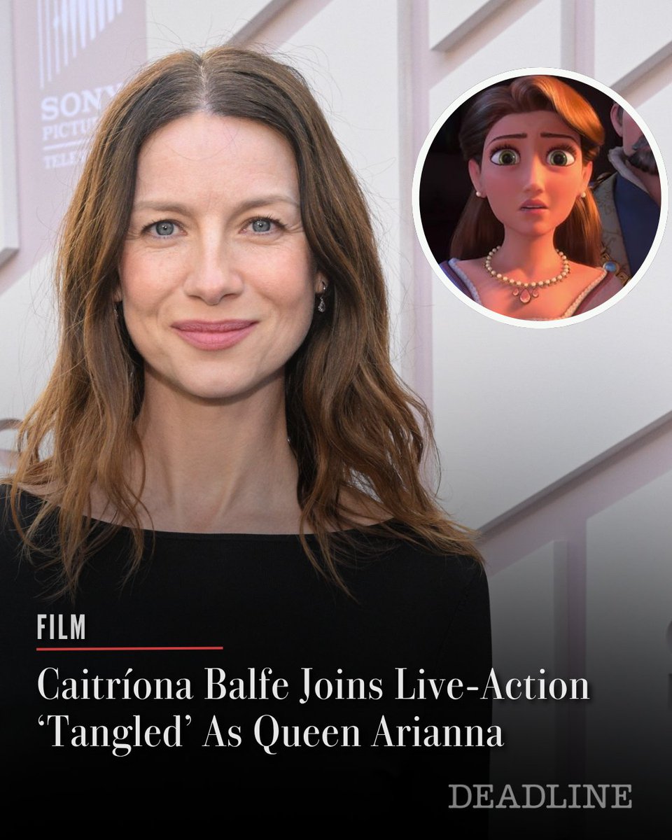 DEADLINE's tweet photo. Disney has revealed that Caitríona Balfe will play Rapunzel’s long-lost mother Queen Arianna in the live-action ‘Tangled’ film

More details here: https://t.co/UjxcgRaDb0 https://t.co/kzx6uufbop