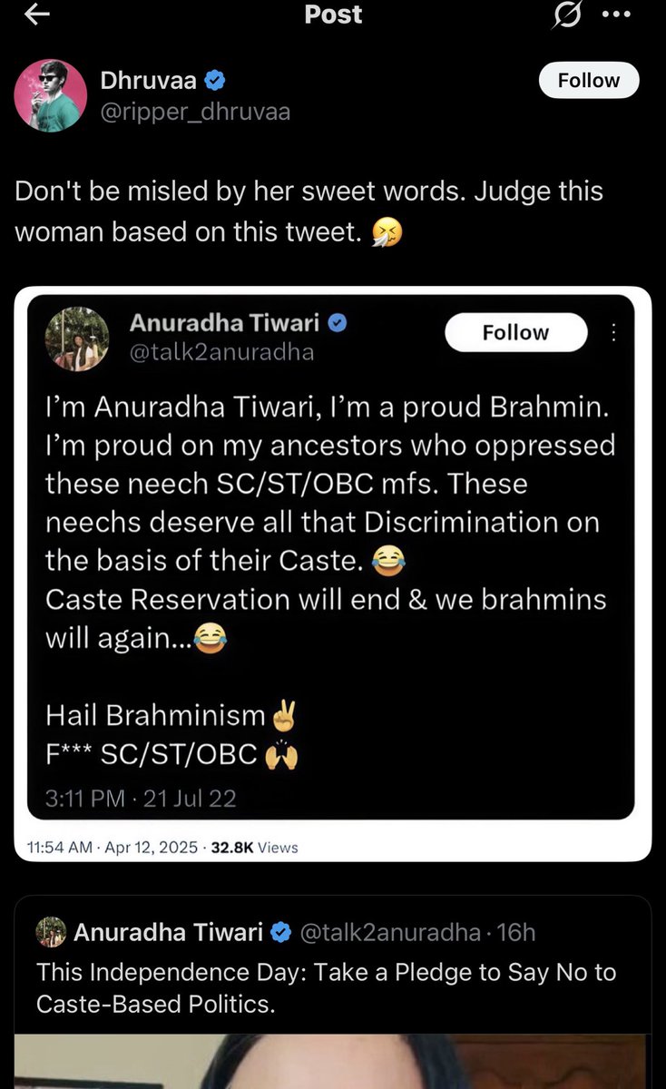 talk2anuradha's tweet photo. Hello @DelhiPolice @DCPNewDelhi despite the complaints and assurances, these people continue to share fake screenshots. They clearly do not fear you. Take action immediately. Will file an FIR too. This is the account @ripper_dhruvaa He has deleted the tweet now. https://t.co/yCgLfeO4yc