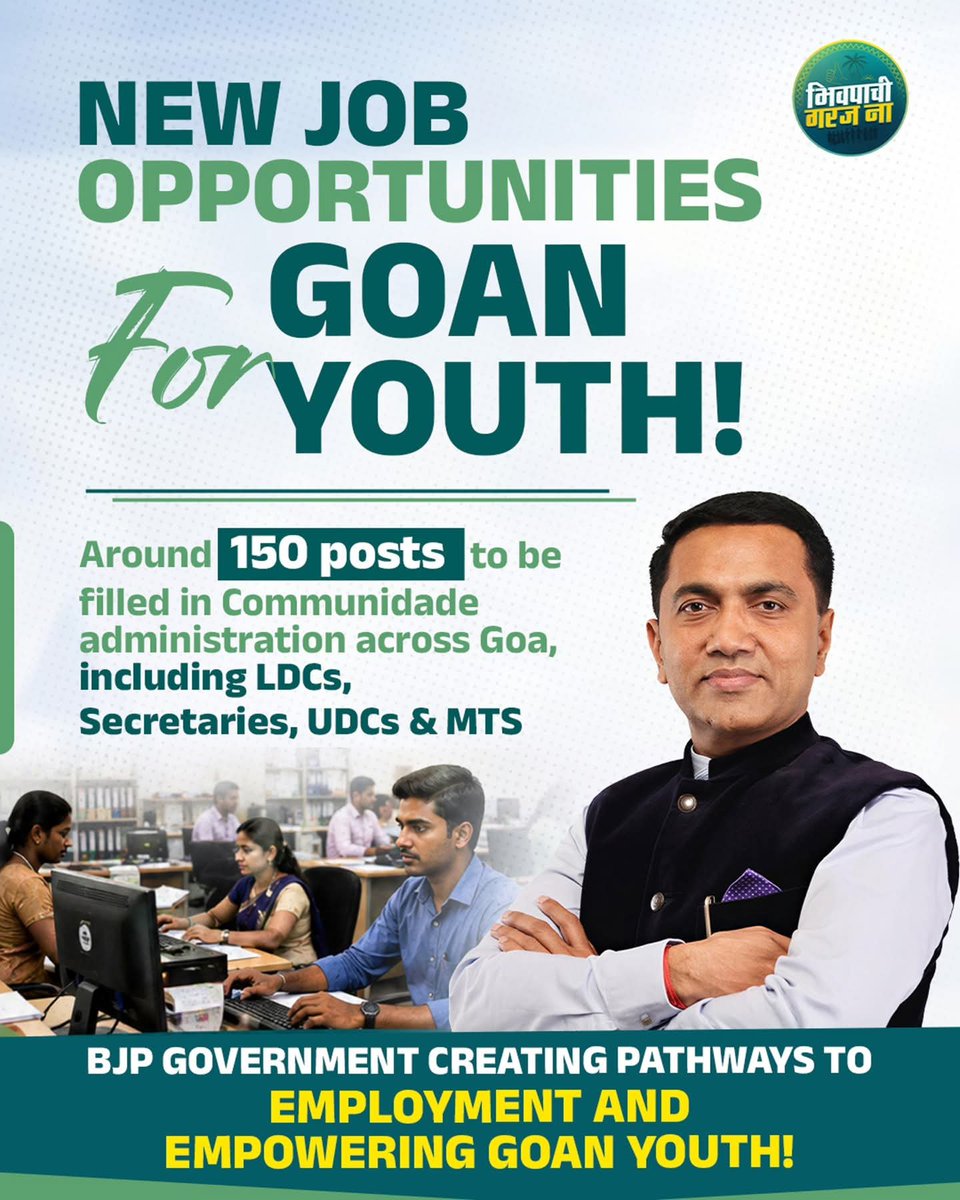 BGN_Goa's tweet photo. BJP Government creating pathways to employment and empowering Goan youth!

#Goa #Youth #BJP #pramodsawant https://t.co/R1DtcJQDTn