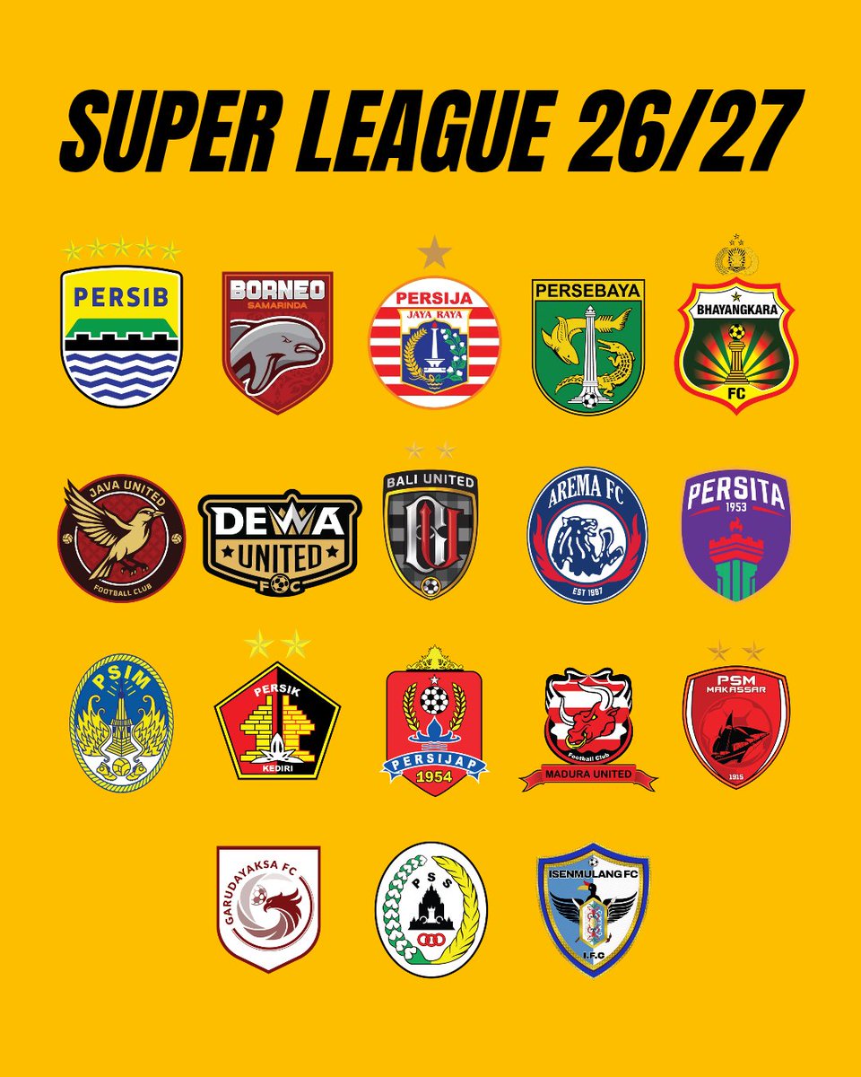 indosupporter's tweet photo. SUPER LEAGUE 2026/2027
Kick off 4 September 2026

PREDIKSI KALIAN❓

3 klub perebutan juara❓
3 klub degradasi❓

LETSSSSGOOOOWW‼️ https://t.co/I2BRC2hh0X