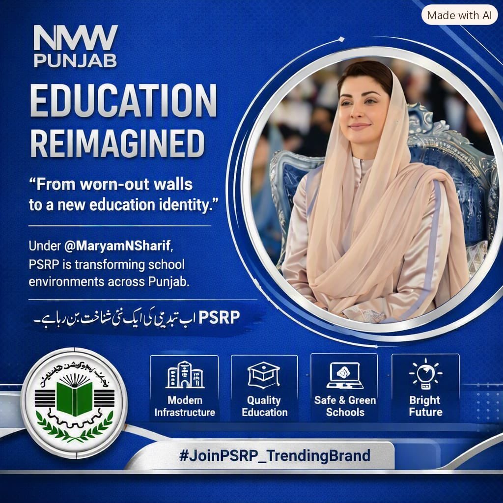 GGCWShahpurSgd's tweet photo. “تعلیم وہ سرمایہ ہے جو نسلوں کو سنوارتا ہے۔”

@MaryamNSharif کی قیادت میں NSSE پنجاب میں بچوں کے لیے بہتر تعلیمی مواقع کا نیا راستہ ہے۔
صلاحیت کو موقع ملے تو مستقبل بدل سکتا ہے۔
#JoinPSRP_TrendingBrand https://t.co/nX2L5b7WBp