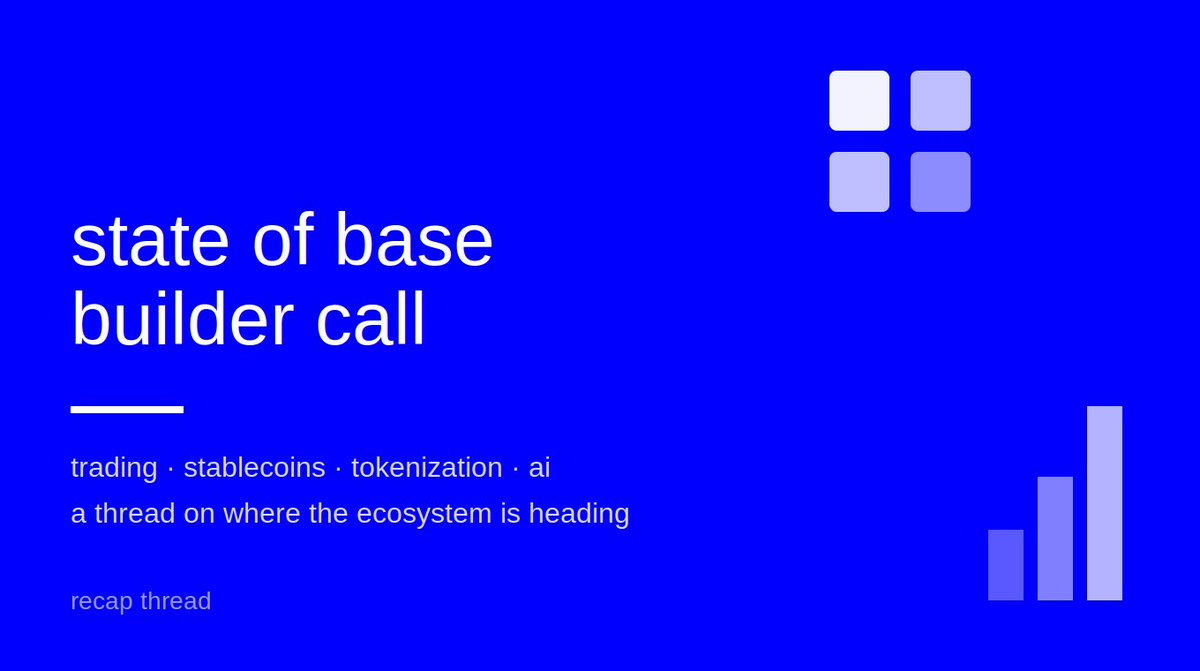 Amide__'s tweet photo. Base's latest builder call wasn't really about one announcement.
It was a snapshot of where the ecosystem is heading: more trading, more stablecoins, more AI, more RWAs and a growing support system around the builders creating it.
Here's what actually stood out 👇 https://t.co/ApCA4A0ty4