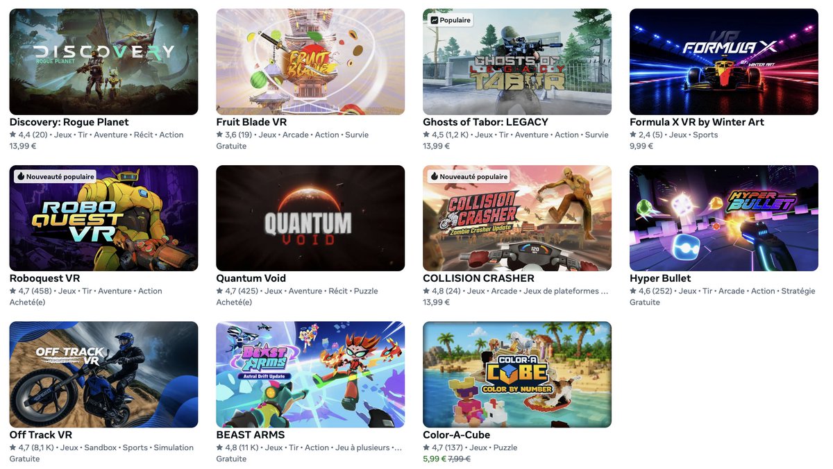 Herbi_VR's tweet photo. 🔥 Les derniers jeux et apps sortis sur #MetaQuest à -10% : Roboquest VR - Quantum Void - XR Replay - et tous les autres jeux déjà sortis : https://t.co/LEy40qjoIV 🔥

#MetaAffiliate #CommissionEligible https://t.co/1akejCi6HZ
