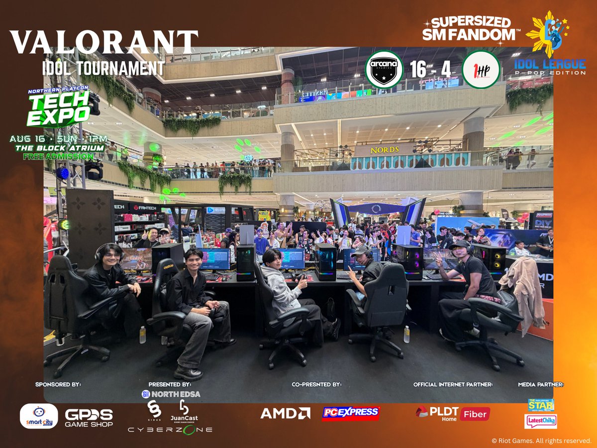 NotJuanCastPH's tweet photo. 𝐓𝐄𝐀𝐌 𝐀𝐑𝐂𝐀𝐍𝐀 and 𝐓𝐄𝐀𝐌 𝟏𝐇𝐏 hit the server hard, but 𝐓𝐄𝐀𝐌 𝐀𝐑𝐂𝐀𝐍𝐀 defused the pressure and secured the first win with 13 - 4 score!🏆

Don't stay AFK, EveryJuan! Head over to the 𝐕𝐚𝐥𝐨𝐫𝐚𝐧𝐭 𝐈𝐝𝐨𝐥 𝐓𝐨𝐮𝐫𝐧𝐚𝐦𝐞𝐧𝐭 at 𝐍𝐨𝐫𝐭𝐡𝐞𝐫𝐧 𝐏𝐥𝐚𝐲𝐜𝐨𝐧 𝐓𝐞𝐜𝐡 𝐄𝐱𝐩𝐨 right now to catch the live action and support your favorite teams! 🩵

🎟️𝐅𝐑𝐄𝐄 𝐀𝐃𝐌𝐈𝐒𝐒𝐈𝐎𝐍!

𝙋𝙧𝙤𝙙𝙪𝙘𝙚𝙙 𝙗𝙮
JuanCast
SIDUS
CyberZone
SM North EDSA

𝙎𝙥𝙤𝙣𝙨𝙤𝙧𝙚𝙙 𝙗𝙮
GDPS Game Shop
Smart City

𝘾𝙤-𝙋𝙧𝙚𝙨𝙚𝙣𝙩𝙚𝙙 𝙗𝙮
PC Express
AMD

𝙈𝙚𝙙𝙞𝙖 𝙋𝙖𝙧𝙩𝙣𝙚𝙧𝙨
The Philippine Star
Latest Chika

𝘾𝙤𝙣𝙣𝙚𝙘𝙩𝙞𝙫𝙞𝙩𝙮 𝙋𝙖𝙧𝙩𝙣𝙚𝙧
PLDT Home Fiber

#JuanCast #EveryJuansChoice #SIDUS #IdolLeague #VALORANT #SMNorthEDSA