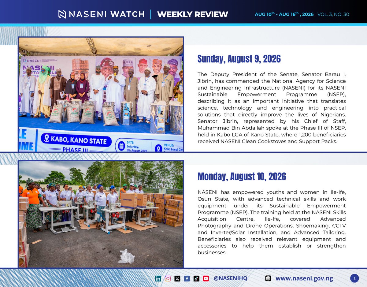NASENIHQ's tweet photo. #ANewNASENI #NASENIWatch #WeeklyReview #Science #InfinitePossibilities #Technology #Engineering #Innovation https://t.co/CxGgHL5kfK