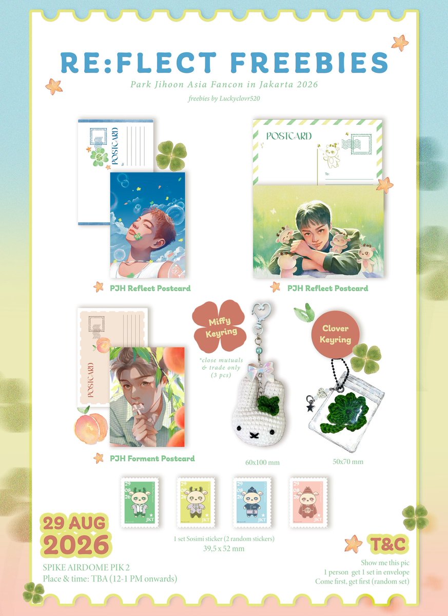 luckyclvr520's tweet photo. 🍀PARK JIHOON ASIA FANCON 2026
RE:FLECT IN JAKARTA 🍀

Freebies by @luckyclovr520

TnC
🔸like &amp; retweet+show me this post
🔹1 person get 1 set
🔸Limited qtys, come first get first (random set)
🔹Time &amp; Place TBA

Open for trade (details below)

#PARKJIHOON #ReflectinJakarta https://t.co/ELHXM1EwBM