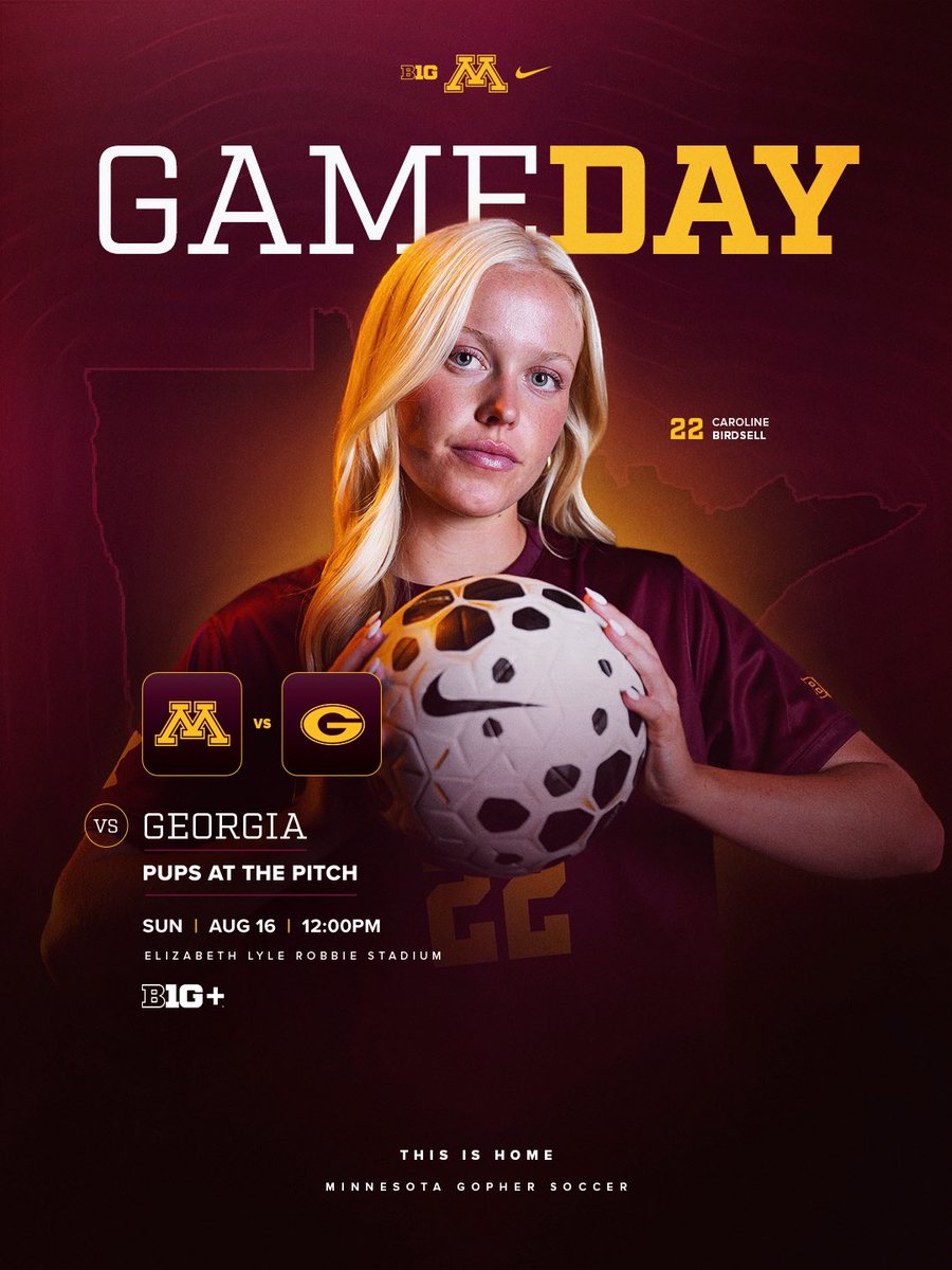 GopherSoccer's tweet photo. The Bulldogs are in town for Pups at the Pitch! 

🆚 No. 19 Georgia 
🕛 12 p.m. CT
🦮 Pups at the Pitch
📍 Elizabeth Lyle Robbie Stadium
📺 B1G+
📊 https://t.co/U2WIrA5zWZ

#ThisIsHome | #Gophers〽️ https://t.co/ber0kPMnGL