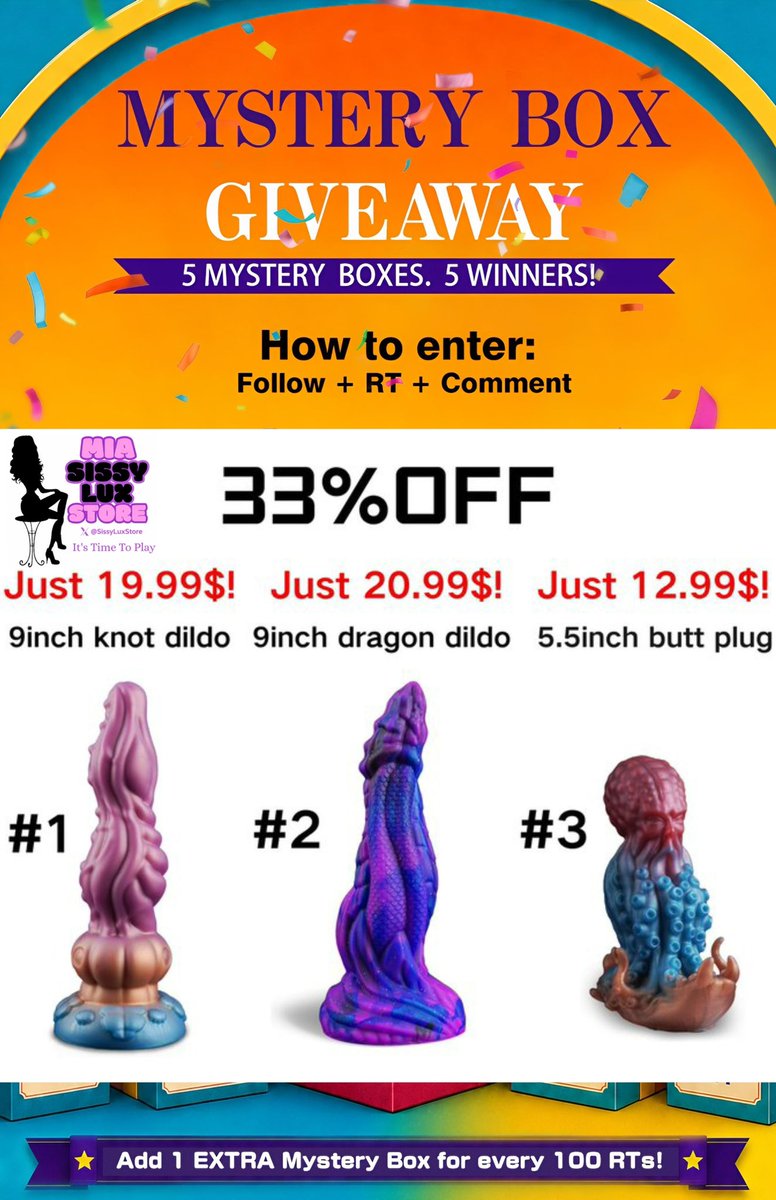 SissyLuxStore's tweet photo. 🎁 Time to unwind… and play a little game!
5 Mystery Boxes are waiting to be opened! 👀

🎯 How to enter:
✅ Follow @SissyLuxStore 
✅ Retweet 
✅ Comment “Open it”

Ready for a naughty surprise?
🔥 100 RTs = 1 EXTRA BOX

Good luck — Everyone! 🎉❤️❤️❤️ https://t.co/TbMX0EoLA2