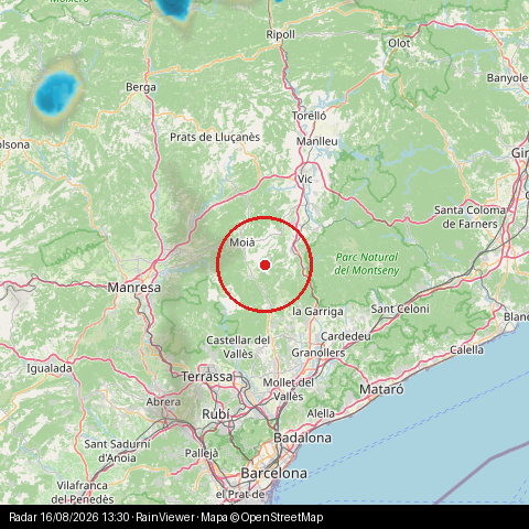 meteoCastellcir's tweet photo. 🌧️ Pluja apropant-se a Castellcir! El radar detecta un front de precipitació a uns 6 km. Possible pluja en breu. https://t.co/LE3vEYgHfL