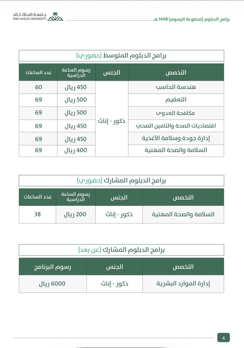 yosruni's tweet photo. - تم فتح التقديم على برامج الدبلومات المدفوعة ( حضوري - عن بعد ) بجامعة الملك خالد للعام الجامعي 1448هـ

رابط التقديم: 
https://t.co/u30xDzo9Yu

التخصصات المتاحة 👇🏼 : https://t.co/3H65cAGgK4