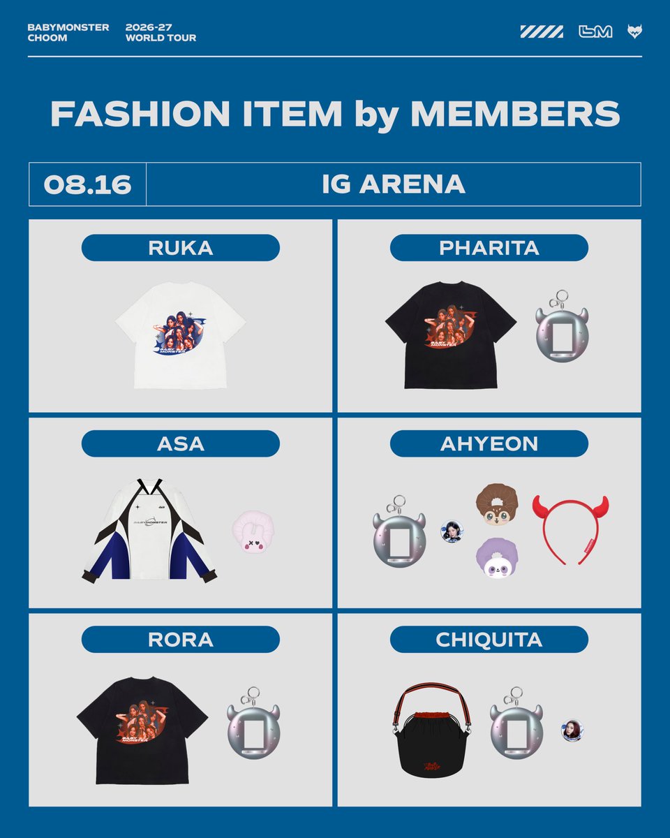 _BABYMONSTER_JP's tweet photo. [👚] #BMFASHION_BYMEMBERS

˗ˋˏ 愛知公演 メンバー着用グッズ紹介 ˎˊ˗

メンバー着用アイテムは
ONLINE SHOPでも販売中❗️

ぜひチェックしてみてね❤️‍🔥

🔗 https://t.co/KnWlXUAKyh

#BABYMONSTER
#베이비몬스터 #ベイビーモンスター #YG
#2026_2027 #WORLD_TOUR #춤 #CHOOM https://t.co/fkkDiahHfS