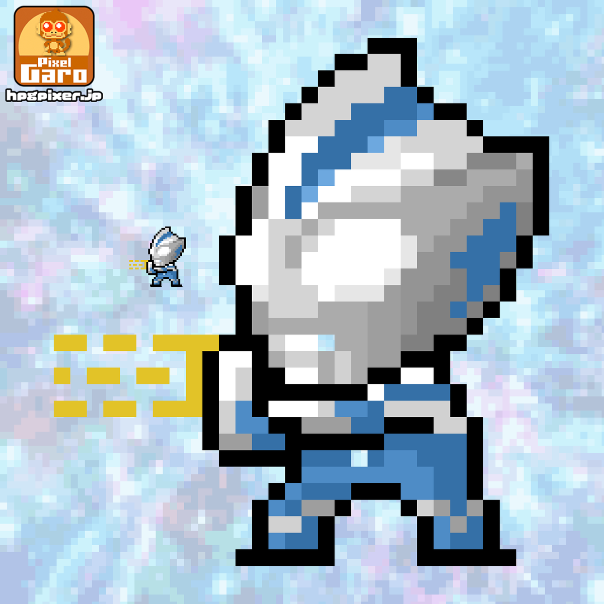PixelGaro's tweet photo. テオシウム光線を放つウルトラマンテオを2頭身にデフォルメして描いてみました。✨

#ウルトラマンテオ #ドット絵 #2頭身 #デフォルメ #ultramanteo https://t.co/O5BXFn1XLB