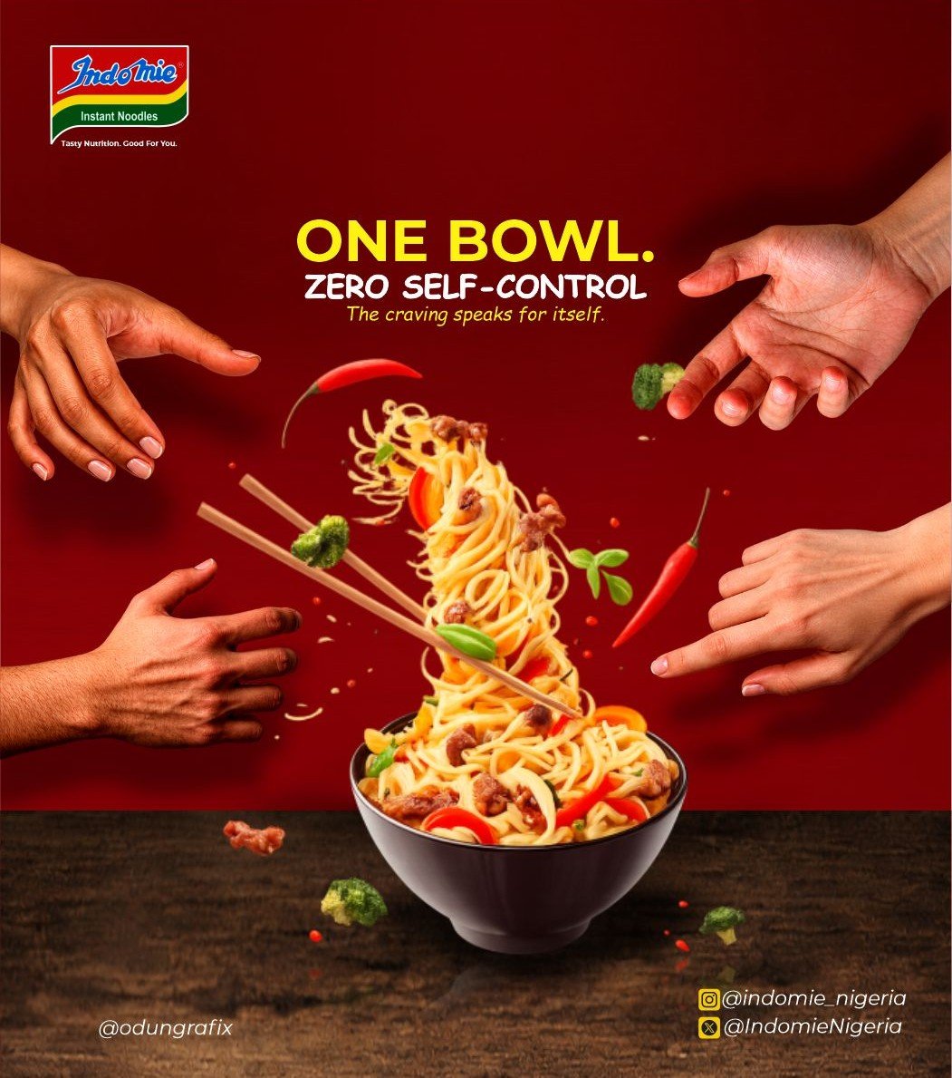 odungrafix's tweet photo. INDOMIE PROJECT — DAY 7 🍜❤️
When the craving hits… everybody wants a piece. 😋🍜
Good food has a way of bringing everyone together.
#IndomieProject #IndomieNigeria #SpecAd #CreativeDesign #GraphicDesign #Odungrafix #Day7 https://t.co/lBKUDKpsKt