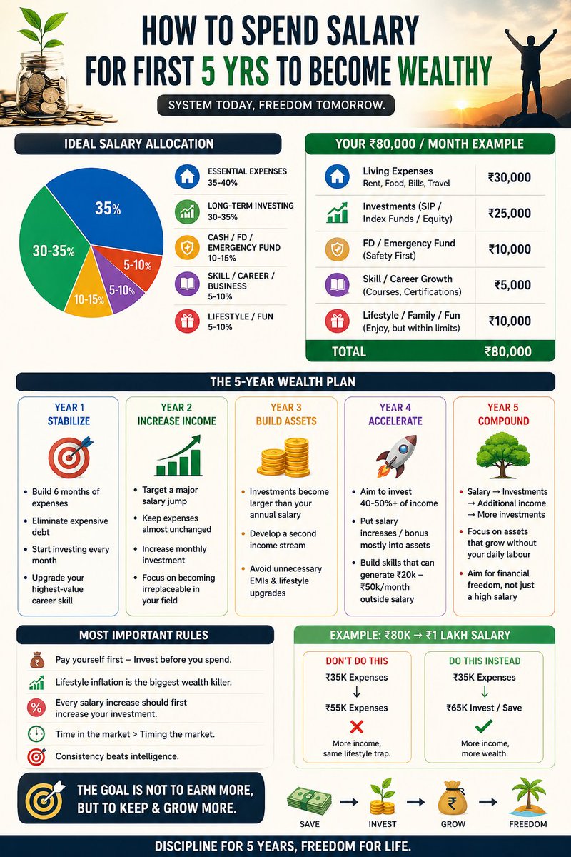 MiddleClassExpo's tweet photo. #salary #middleclass 
The most important rule
Every salary increase should first increase your investment, not your lifestyle https://t.co/4kBA7KBD5a