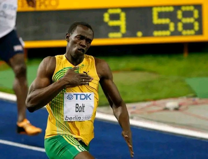 Andersoncolem13's tweet photo. On this day in 2009, Usain Bolt became the fastest man in the world by running 9.58 seconds in the 100m final at the World Athletics Championships in Berlin, Germany

Unprecedented. Unrepeated. Historic. https://t.co/RNYoS5svGs