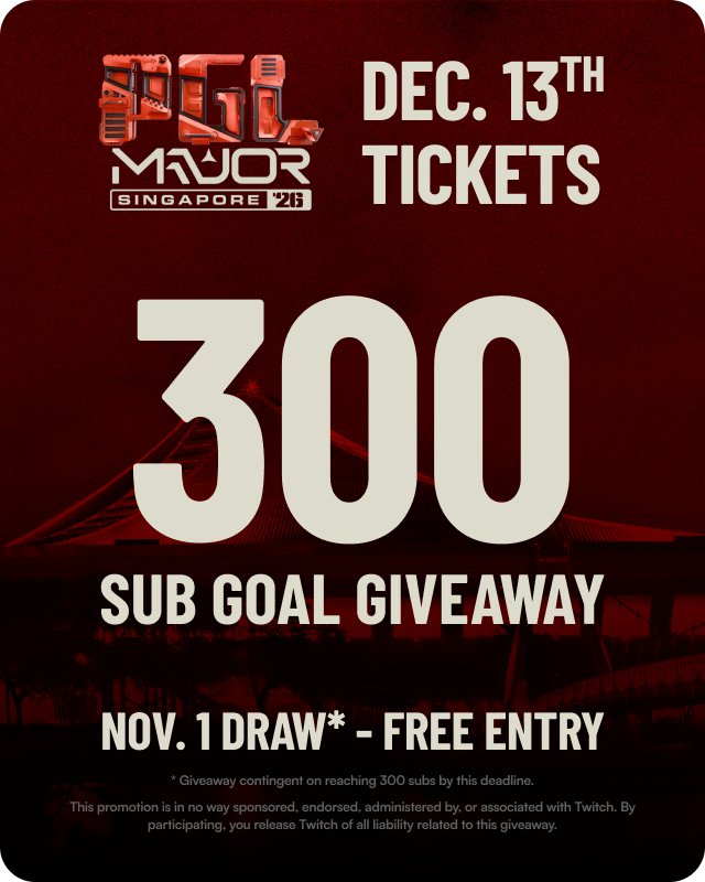 Kapahiii's tweet photo. Giving away 2x Grand Final tickets 🎟️ for the upcoming PGL Singapore Major if I hit 300 Twitch subs by Nov. 1st! Free entry, no sub required, draw happens in chat that day. https://t.co/zziYj7uN6M #Giveaway #PGLMajor #PGLSingapore #CS2 #Twitch https://t.co/wxDpcWvvLM