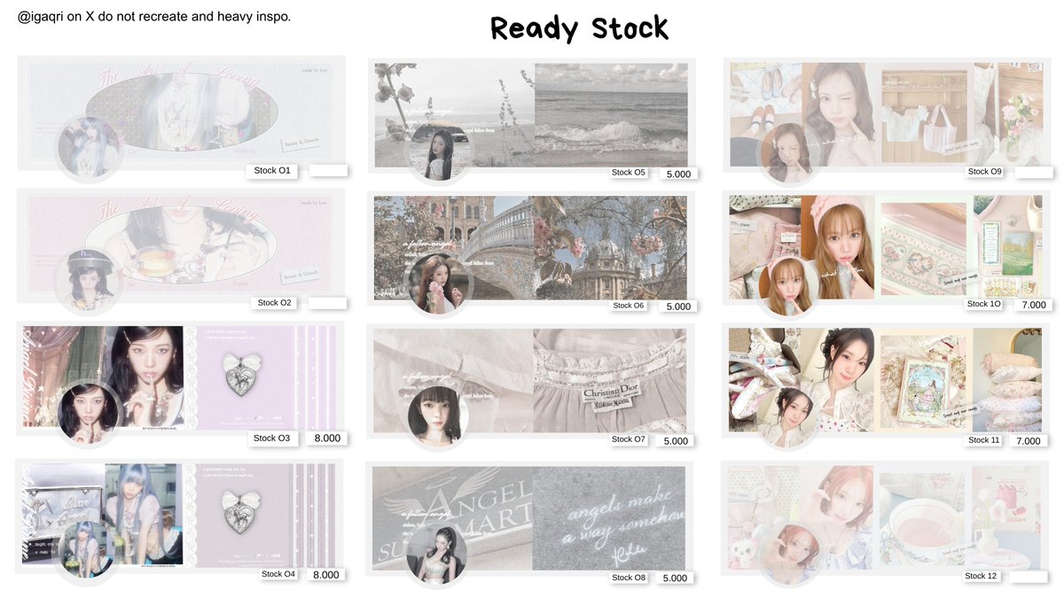 carmenitwa's tweet photo. Help repost, thank you ! 

Hai aku ada 40+ layout ready stock h2h, aespa, jennie, keonho, ohyul, kiikii, new jeans, wonyoung start from 5k ♡ #bealanja zonauang *06 

take @fleur_dot_com

ps : yg jennie 4k ya, typo 💧💔 https://t.co/4GUw4AIZSJ